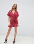 custom make short sleeve plain red girls mini dress
