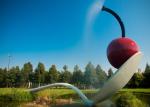 Large Painted Spoon Sculpture Stainless Steel Water Feature Unique Design