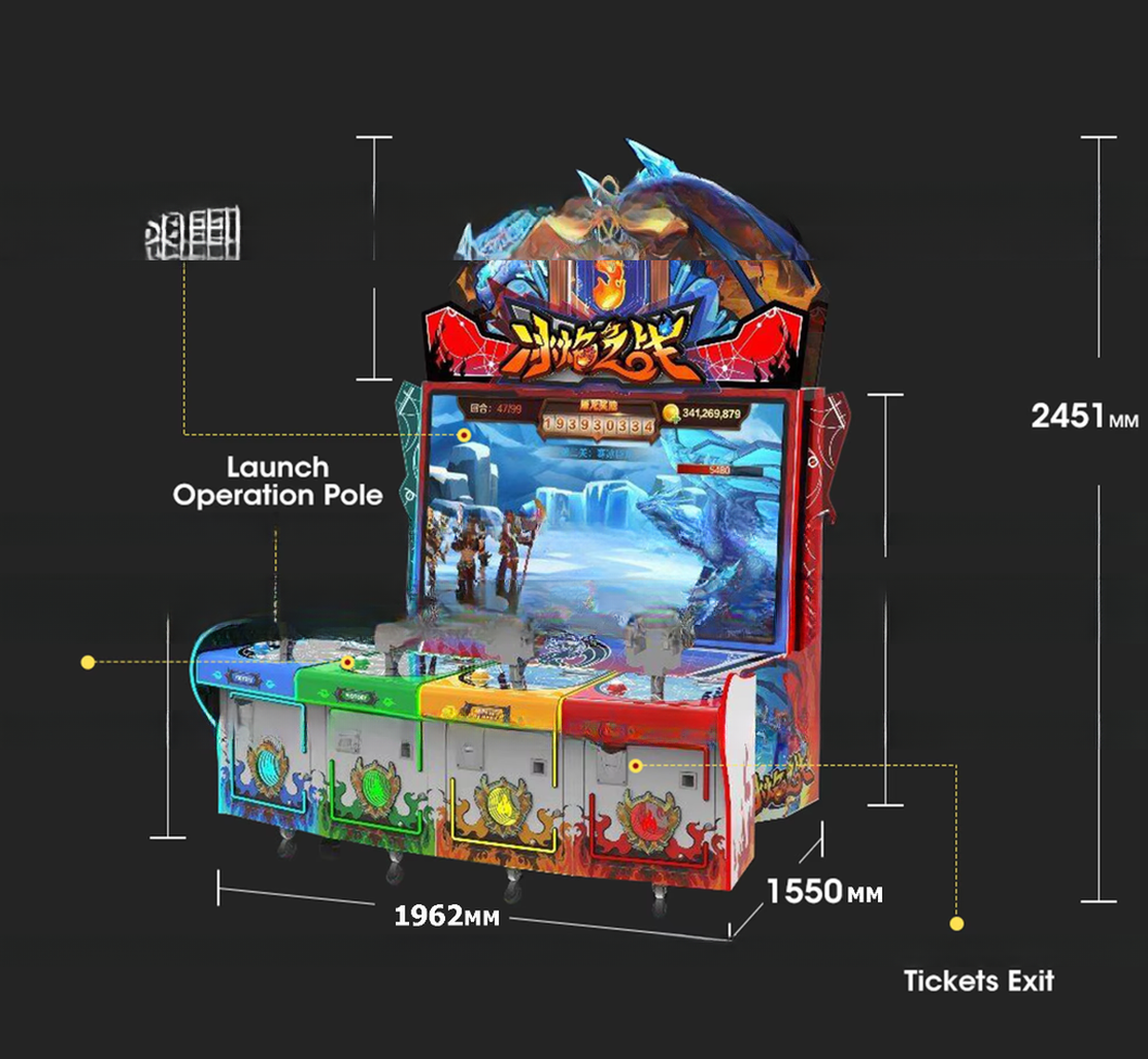 Large Screen Ice Flame Battle Shooting Game Machine 4 Player Arcade Machine