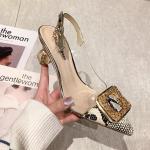 6111-7 Sexy Pointed-Toe Rhinestone Snake Print High-Heeled Shoes With Thin