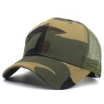 Embroidery Mesh Waxed Canvas Trucker Hat Polyester Curved Brim OEM
