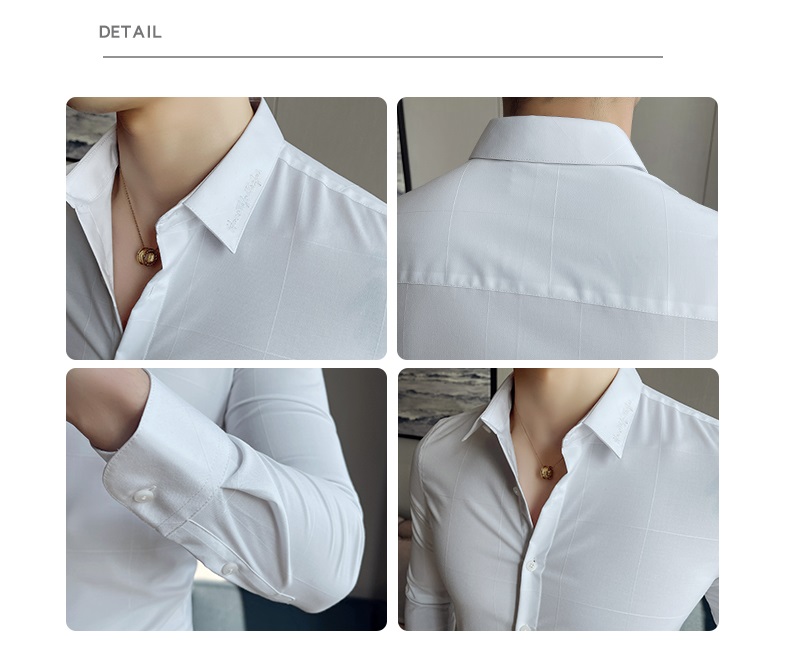 Long Sleeves Formal Slim Fit Shirt Top for Adult Men Sustainable and Solid Color
