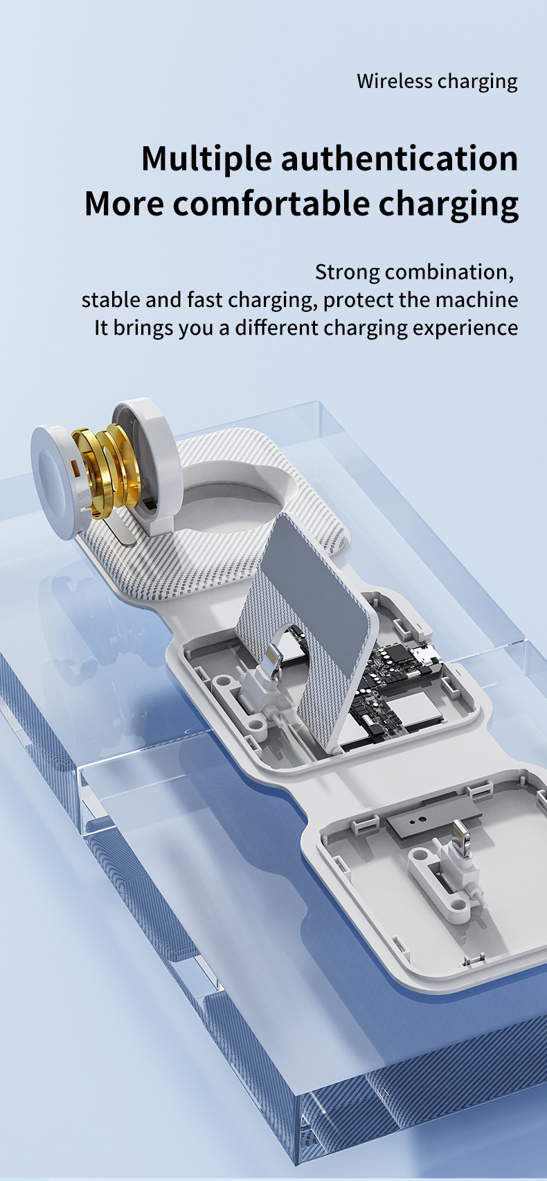 Foldable Magnetic 3 In One Wireless Charger Vertical Fast Speed