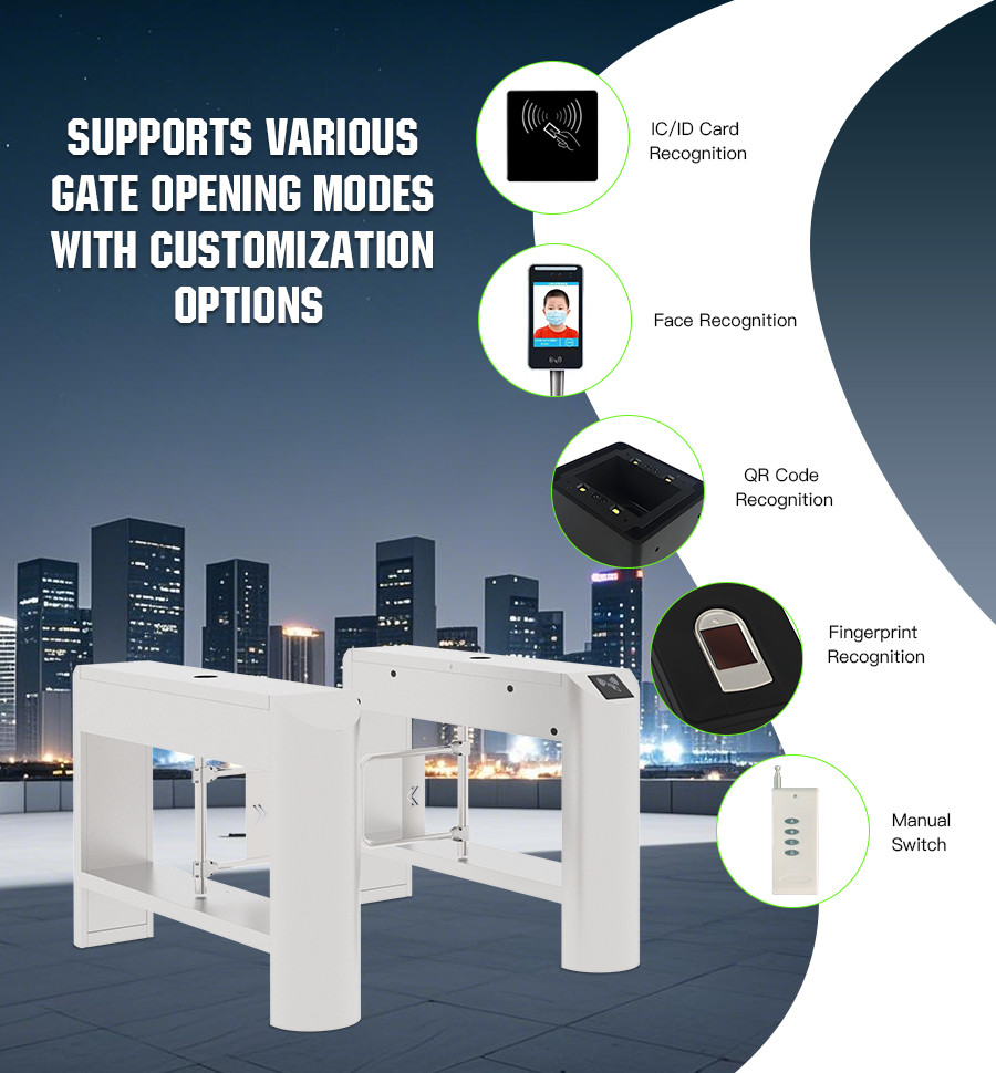 HCW Brushless Motor Automatic Swing Barrier Turnstile 40W For Pedestrian Management