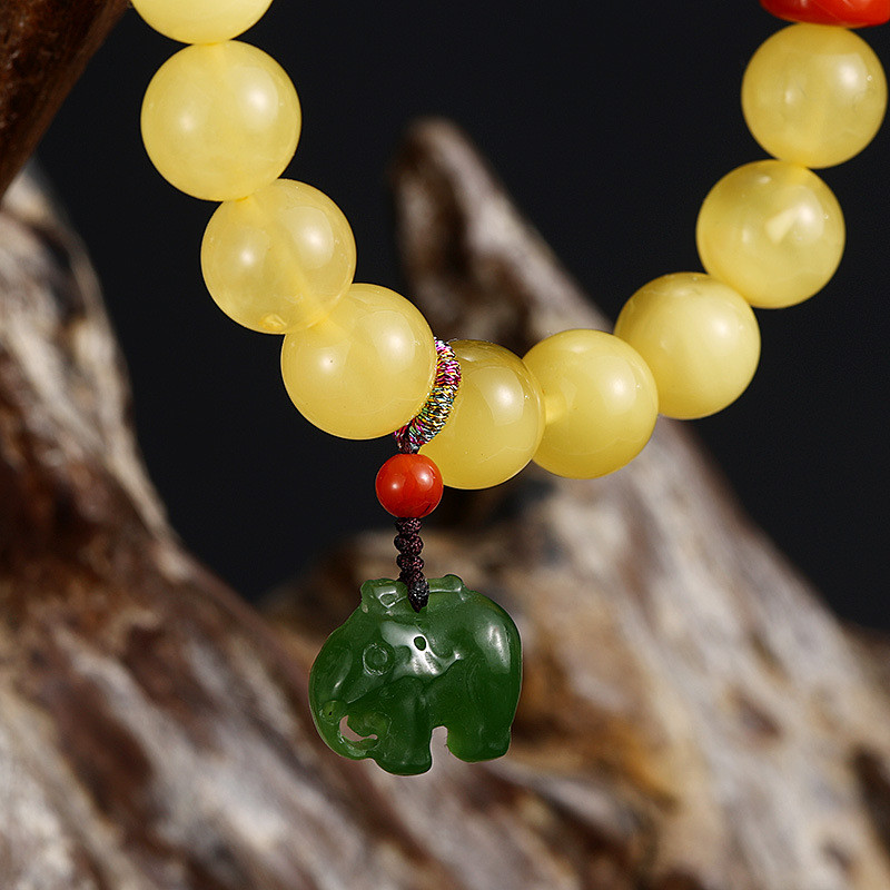 Fengshui Jewelry Bracelets Pendent Necklace Beads Muslim Chanting Beads Natural High-Quality Amber Bracelet 12mm Translucent Lucky Bracelet To Give To