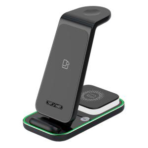China 15W Night Light Charging Station Black 4 In 1 Charging Station Wireless Charger Stand factory