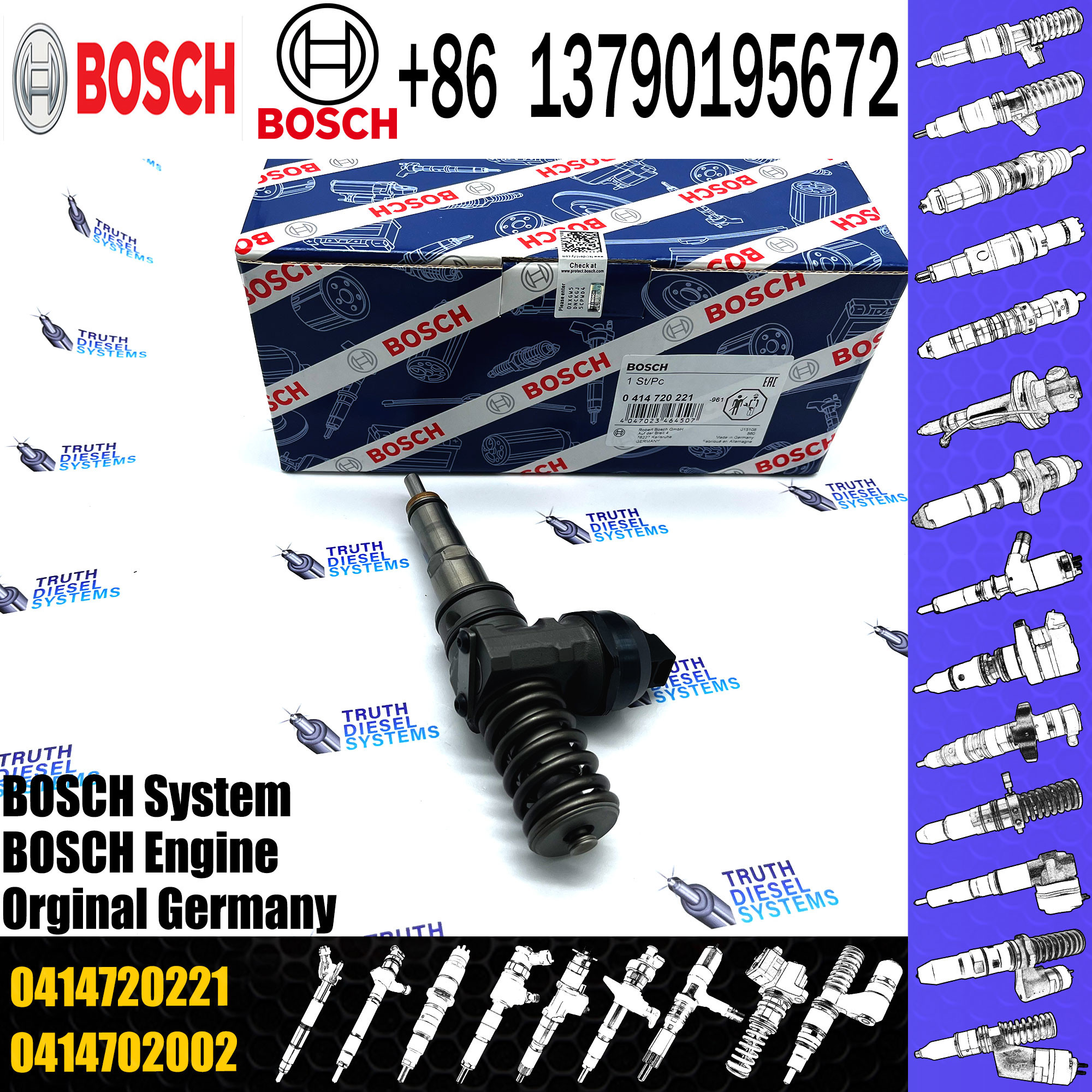 Common Rail Injector 0414720221 Diesel Fuel Injector Unit Injector System Nozzle 0414720221