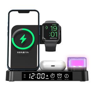 China Qi 3 In 1 Fast Wireless Charger Stand Nightlight 30W For Watch 7 Airpods Pro factory