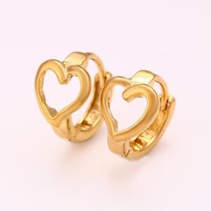 China fashion 24K dubai golden jewelry, latest design heart shaped clip-on earrings factory