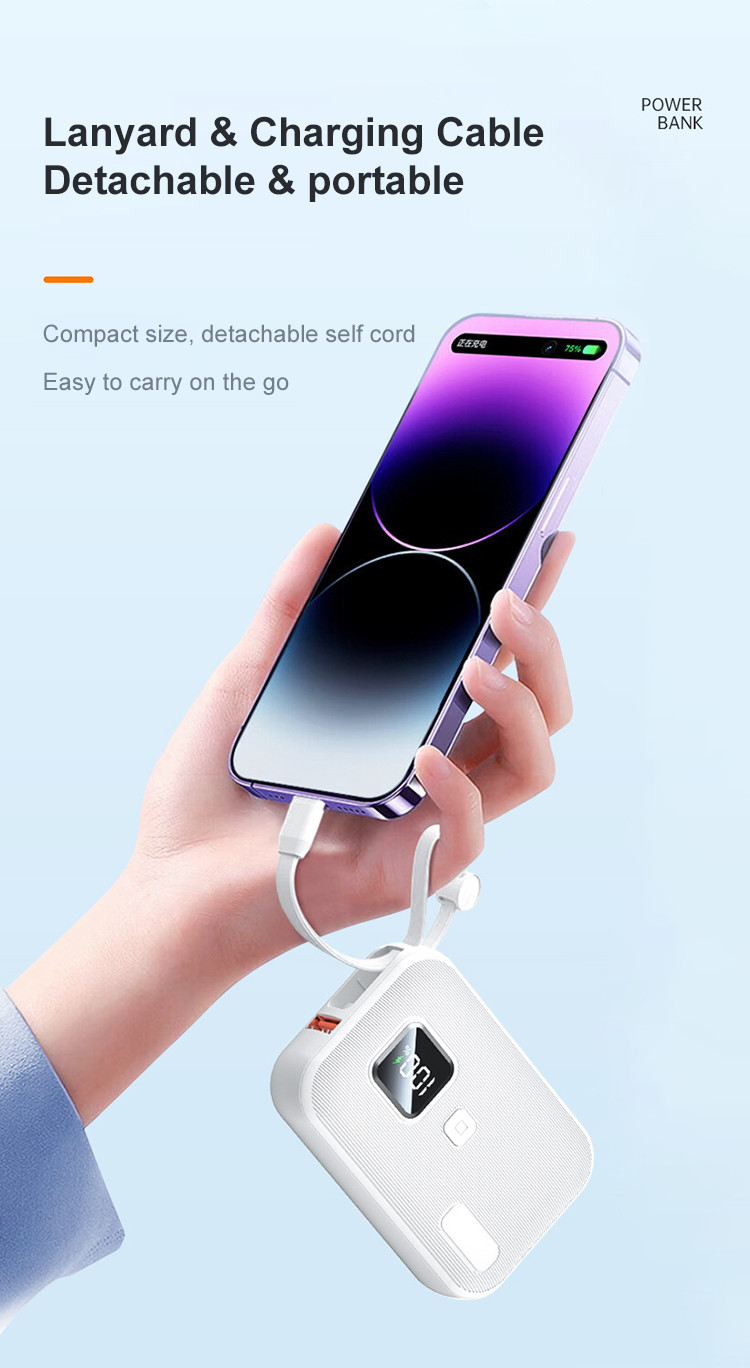 10000mAh Lightweight Mini Power Bank Wireless Charging Type C for On the Go Convenience