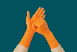 China Household Orange Nitrile Disposable Gloves 7g Gram 30CM Industrial Cleaning factory