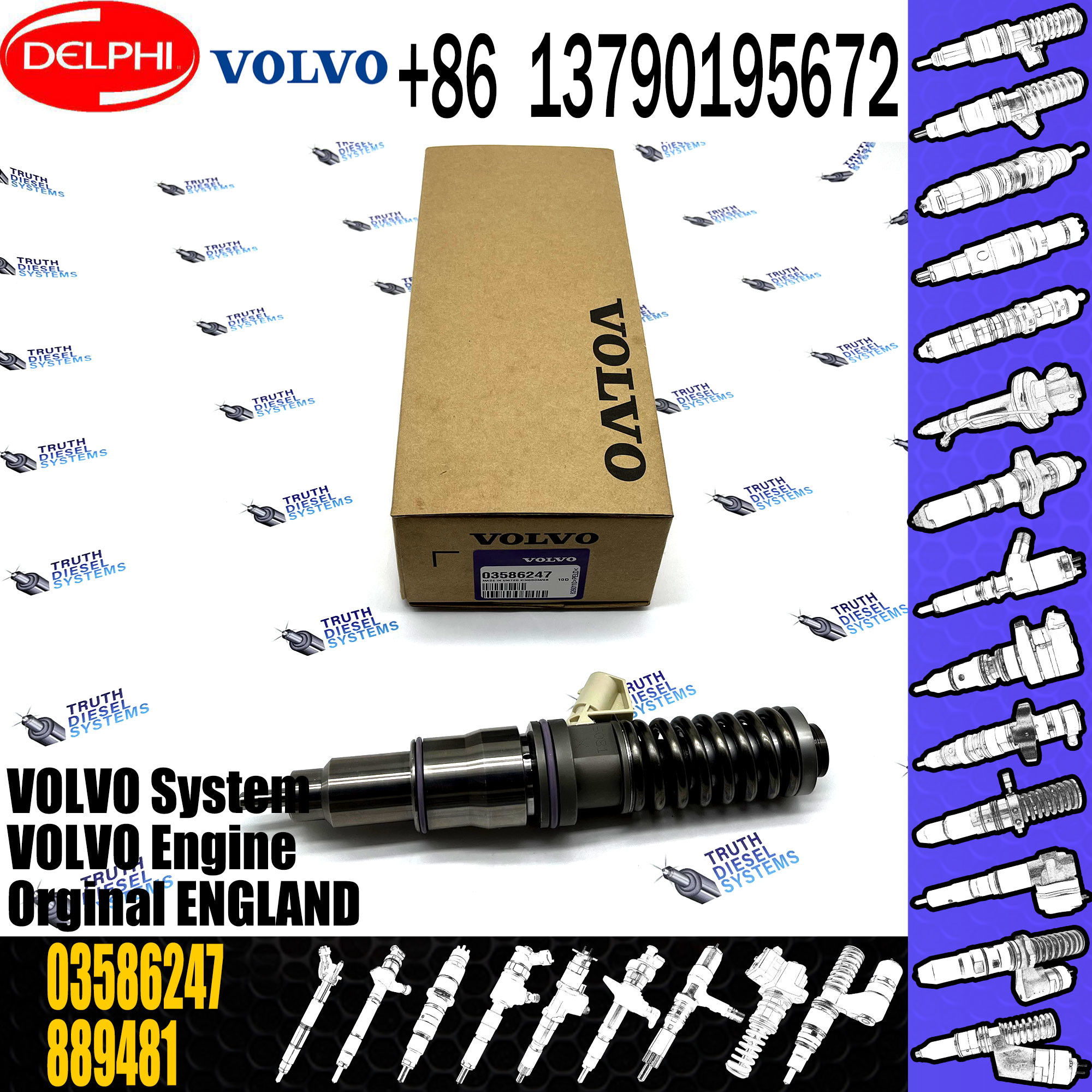 2 PINS diesel injector BEBE4C05001 BEBE4C05002 Diesel Fuel Injector 2for VOVLO 9.0 LITRE MARINE with 9.5 MM BORE L235PBC