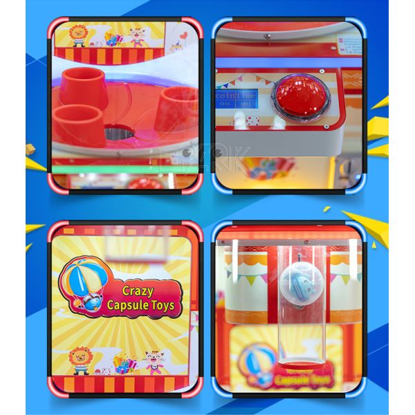 200W Kids Arcade Machine Crazy Capsule Toys Coin Operated Game Machine