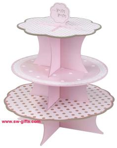 China Fashion Colorful Design 3 Tier Paper Cardboard Cupcake Stand,Wholesale Wedding Cake Stand factory