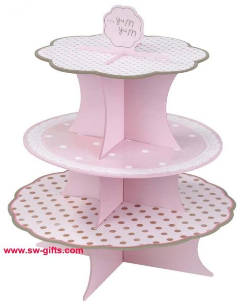 Fashion Colorful Design 3 Tier Paper Cardboard Cupcake Stand,Wholesale Wedding