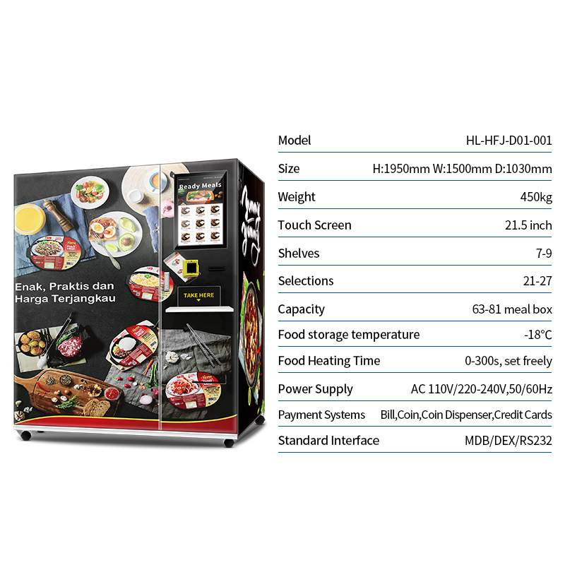 Ready Meals Dumplings Breads Hamburgers Frozen Food Vending Machine with Short Heating Time