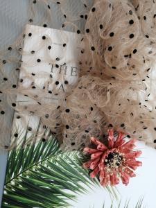 China Three Dimensional 3D Floral Lace Fabric Dot Flocked Tulle Cording Mesh factory