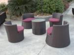 Outdoor Garden Half Round Black Cane Bullet Sofa , Waterproof