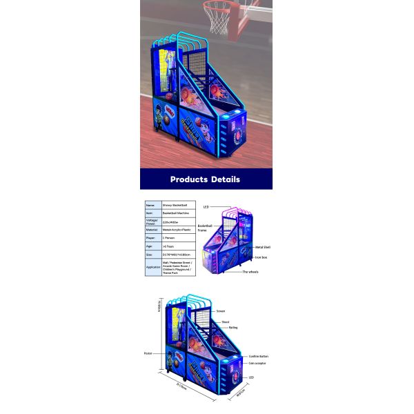 42'' Arcade Game Street Basketball Shooting Machine Coin Operated For Playing