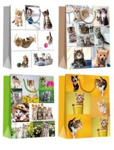 China Popular Gift Packaging Paper Bags with cat patterns everyday shopping factory