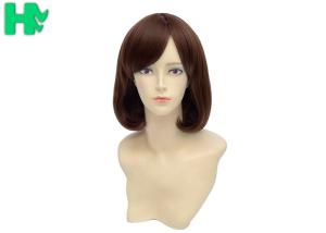China Short Wave Pure Brown Synthetic Hair Wigs For Lady / Heat Safe Synthetic Wigs factory