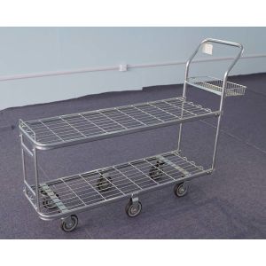 Rolling Wire Trolley Cart , Supermarket Shopping Trolley For Warehouse