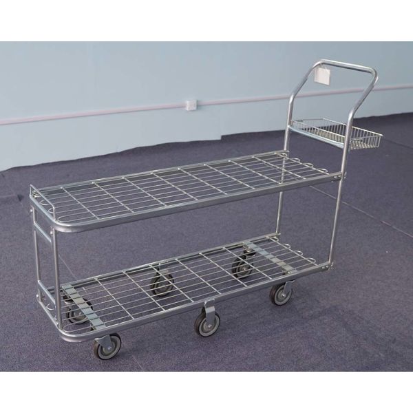 Rolling Wire Trolley Cart , Supermarket Shopping Trolley For Warehouse
