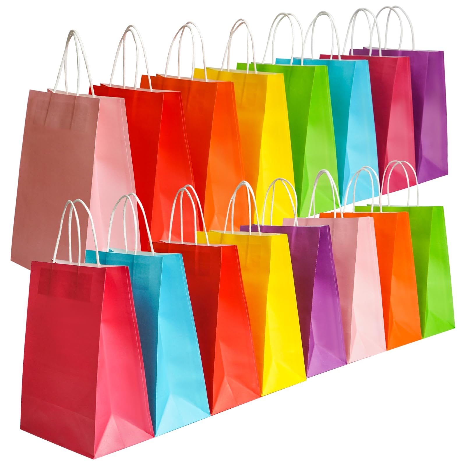Retail Multi Colored Kraft Paper Shopping Bags with Folding Style and Custom Pattern