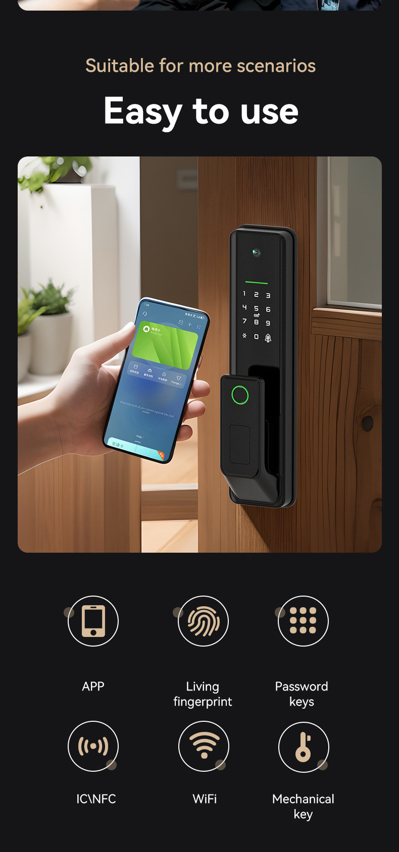 35mm Smart Camera Door Lock Nfc / Ic Wifi Electric Digital Biometric Fingerprint Home