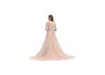 Off The Shoulder Long Bridesmaid Dresses , Pink Lace Beaded Modern Bridesmaid