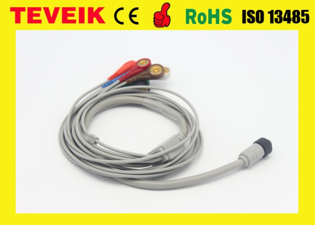 Medical GE Marquette Holter 5 Leadwires Round 7 pin ECG Cable With Snap For Patient Monitor