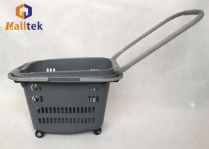 China Longlife Rolling Plastic Supermarket Basket , Shopping Basket Trolley With 4 Wheels factory