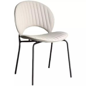 China Blue Orange Beige PU Dining Chair With Stainless Steel Leg Abrasion Resistance factory