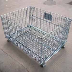 China Lockable Logistic Folding Wire Mesh Cage / Mobile Steel Storage Containers factory