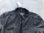 Menswear Black Nylon And Pleather Biker Jacket Metal Zip Through TW59970