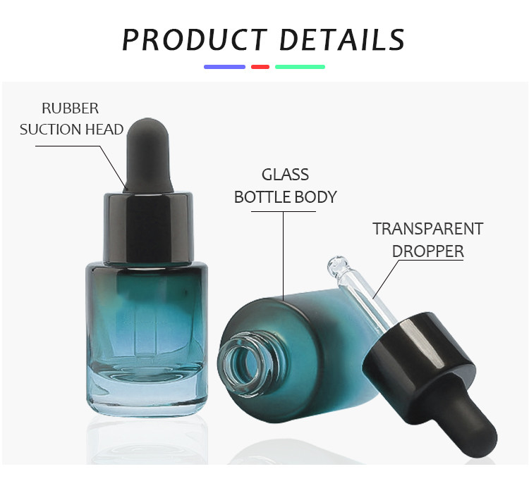 Flat Shoulder Glass Serum Bottle Cosmetic Packaging Bottles Leakproof