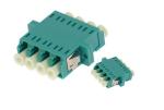 Green Fiber Optic Adapter Quad LC APC To LC Single Mode Plastic With Flange