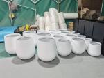 Round Shape Tall Large Fiberglass Flower Pots Customized Logo Printing Resin