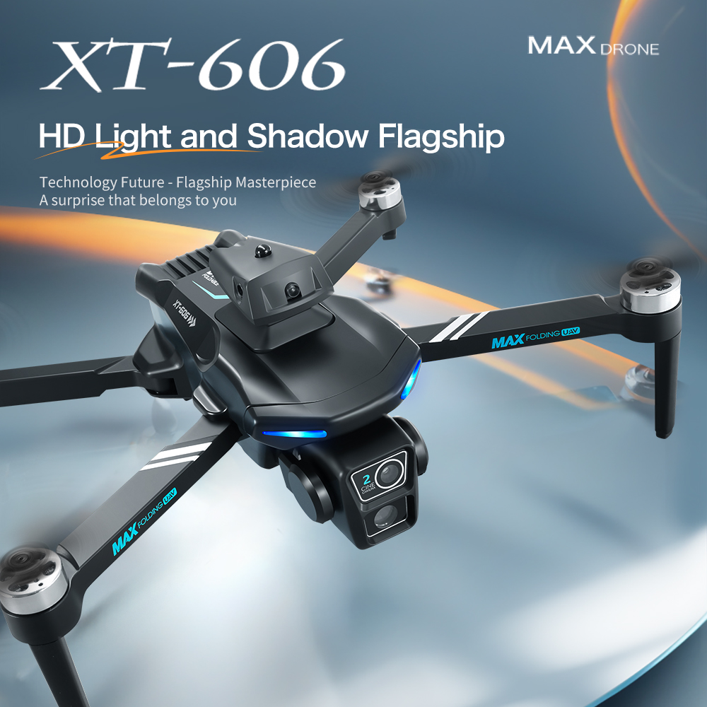 Drone Type Xt606 Aerial Airplane 2.4g Wifi Fpv Real Time Transmission Brushless Motor Drone 4k Pro 100m App Control One Key Takeoff Landing