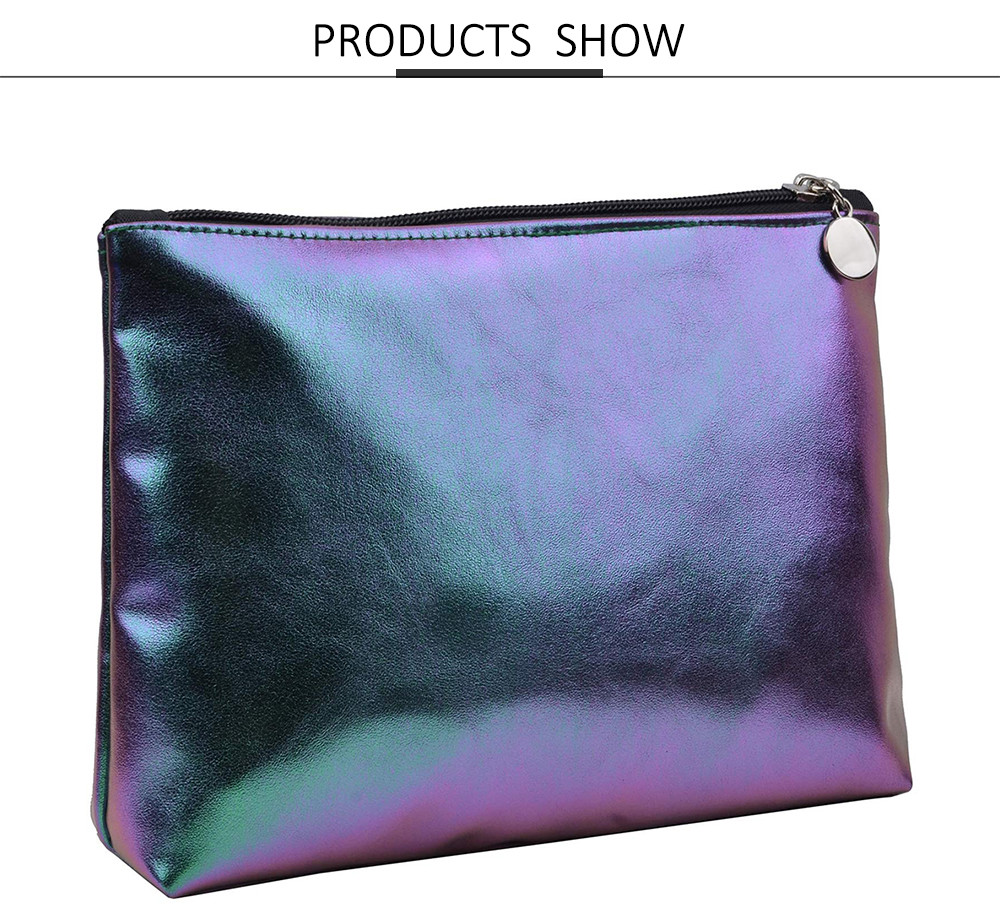 Portable Holographic Women PU Makeup Organizer Bag