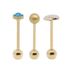 China Blue Turquoise Stone Swallowing Tongue Ring Barbell Golden 16mm factory