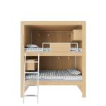 4000 X 900 X 2400mm Wooden Color Fashion Bunk Bed For Youth Hostel Support