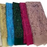 Supoo Luxury Embroidered French Lace fabric Handmade Beaded Ghana Mesh net Lace