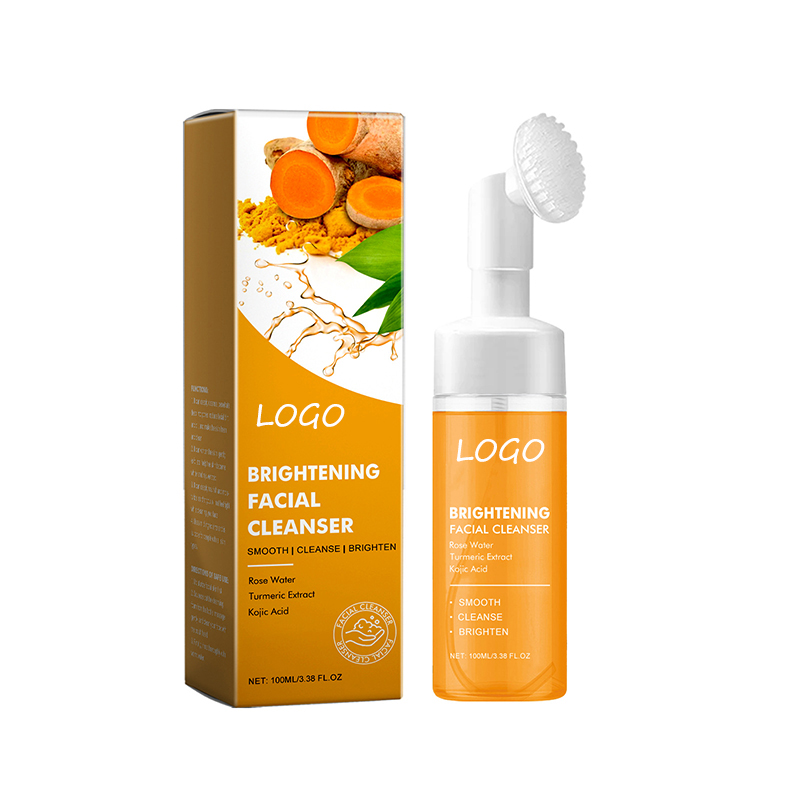 OEM Private Label Kojic Acid Clean and Clear Skin Brightening Foaming Face Wash Turmeric Foam Cleanser for Dark Spots Acne