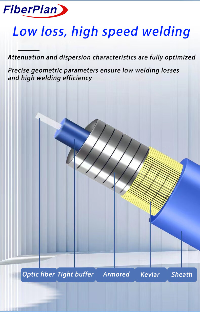 7.0mm Duplex Armored Aramid Yarn Strengthen Indoor Fiber Optic Cable