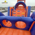 PVC Outdoor Inflatable Obstacle Course Bounce House Non Toxic Red Blue Color