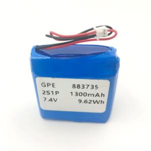 China IEC62133 KC Lithium Polymer Battery Pack 883735 7.4V 1300mAh LiPo factory