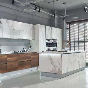China Quartz Stone Kitchen Cabinets Light Luxury Home Assembled Kitchen Cabinet on sale