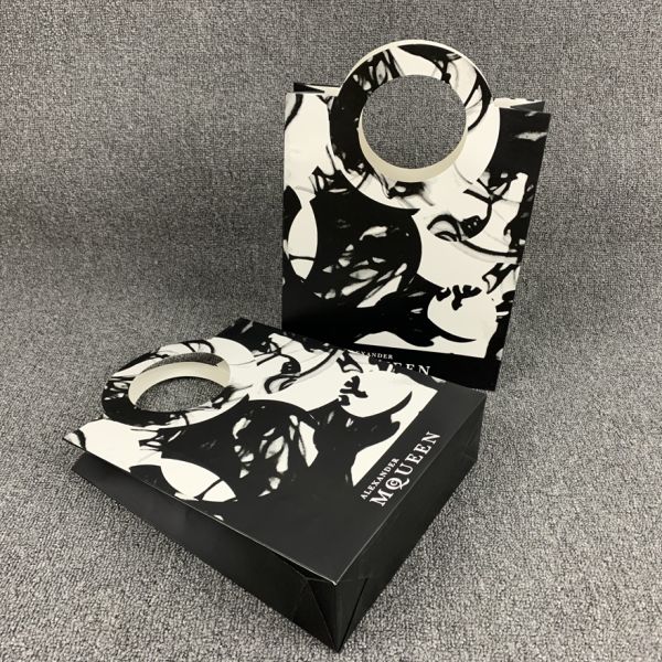 Custom Print Black Round Handle Shopping Paper Bag With Your Own Logo