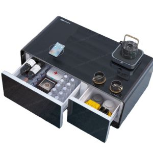 Modern Coffee Table with LED Control Panel Wireless Charger and Built-in